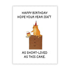 Hilarious Birthday Card As Short-Lived as This Cake Funny Greeting for Men Women Friends Kids Coworkers Handmade in USA