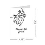 Memories Last Forever Card – Minimalist Black & White Polaroid Design – Sentimental Gift for Friends, Scrapbook Journaling, Memory Keepsake Note Card