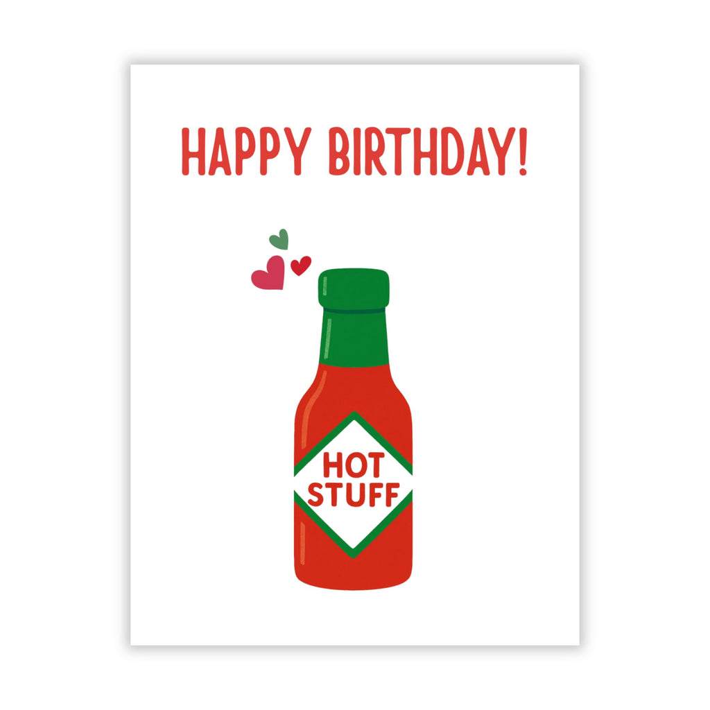 Happy Birthday Hot Stuff Card for Wife, Girlfriend, Her Funny Romantic Greeting Card Handmade in USA with Envelope