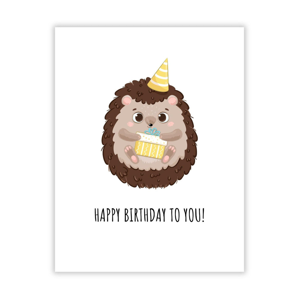 Cute Hedgehog Birthday Card Adorable Animal Greeting for Men, Women, Kids, Friends, Coworkers – Handmade in USA