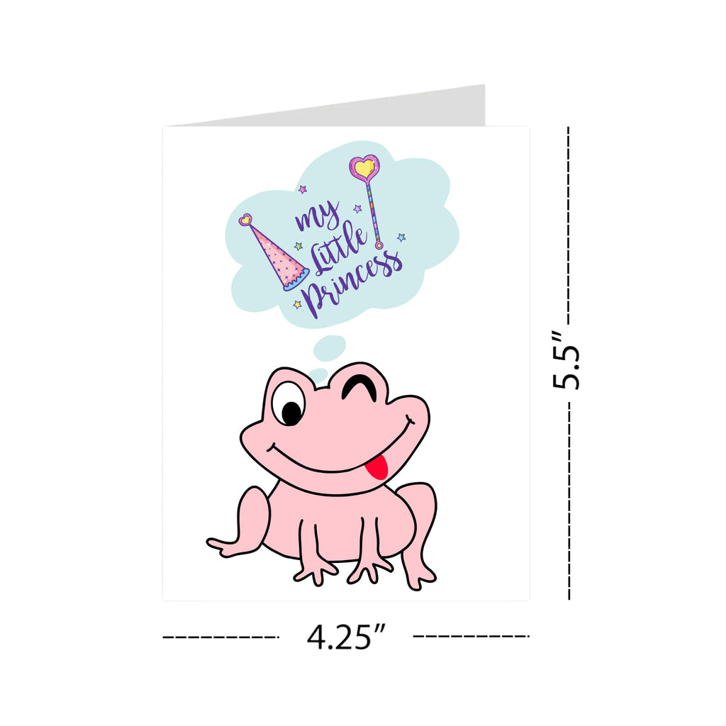 My Little Princess Frog Card – Cute Pink Frog Winking with Magic Thought Bubble – Funny Girl Birthday or Baby Card – 4.25x5.5" Whimsical Greeting
