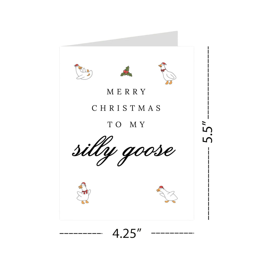 Merry Christmas to My Silly Goose Funny Holiday Card for Girlfriend Boyfriend Wife Husband Partner Cute Christmas Greeting Card Love Note Handmade in USA