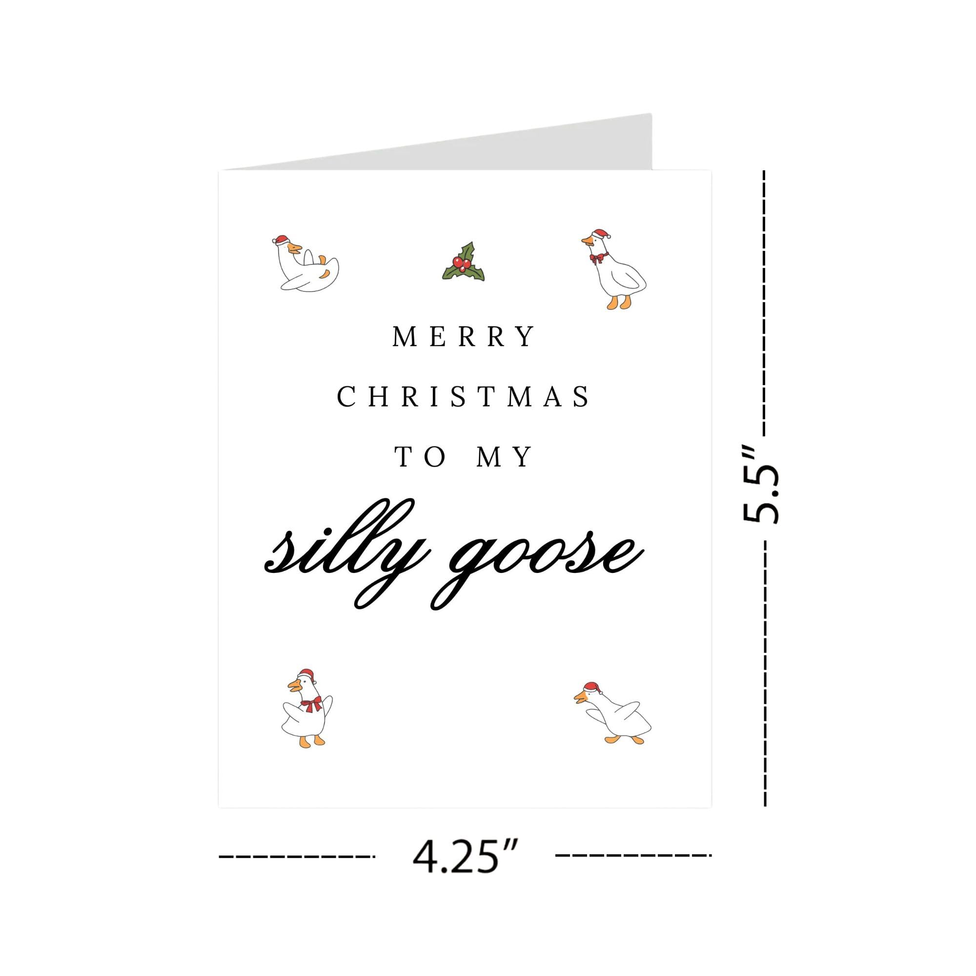 Merry Christmas to My Silly Goose Funny Holiday Card for Girlfriend Boyfriend Wife Husband Partner Cute Christmas Greeting Card Love Note Handmade in USA