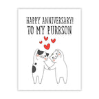 Happy Anniversary to My Purrson Cute Greeting Card for Cat Lovers, Husband, Wife, Boyfriend, Girlfriend Funny Cat Anniversary Card – Made in USA