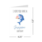Funny Shark Birthday Card I Hope You Have a Jawsome Birthday Pun Greeting Card for Kids, Friends, Teens, Adults – Cute & Handmade in USA