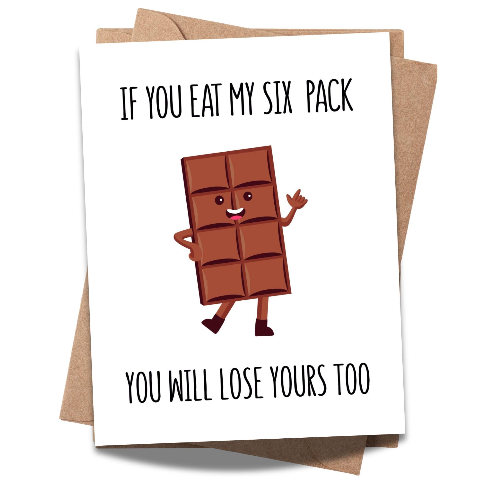 Funny Romantic Card – If You Eat My Six Pack You’ll Lose Yours Too – Hilarious Anniversary or Valentine’s Day Card for Boyfriend, Girlfriend, Spouse – Handmade in USA