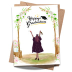 Graduation Card for Her Illustrated Congrats Card for Best Friend, Sister, Girlfriend, Cousin, Bestie – Blank Inside – Handmade in USA