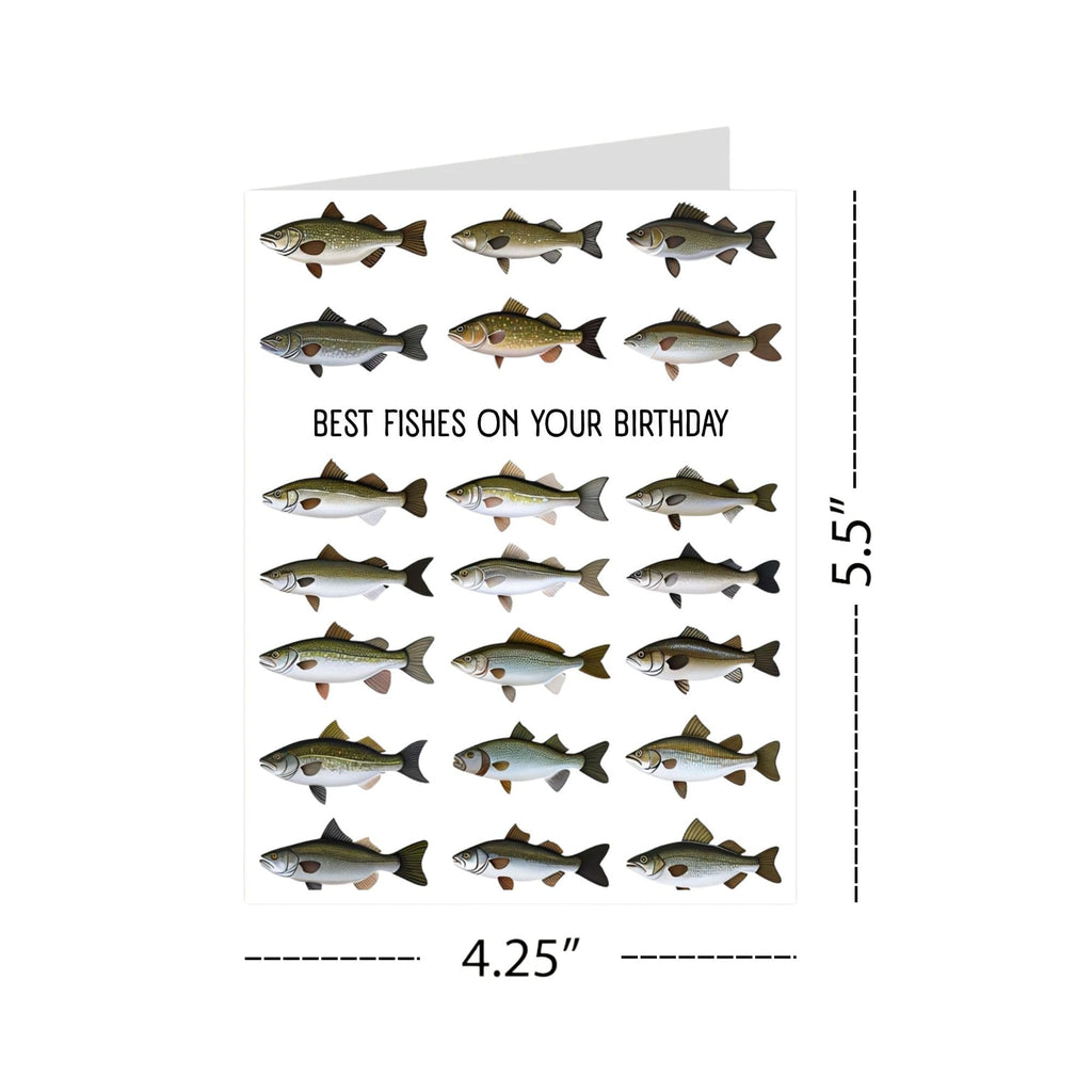 Best Fishes on Your Birthday Greeting Card – Ocean-Themed Funny Birthday Card for Men, Women, Kids – Cute Fish Pun Card – Made in USA