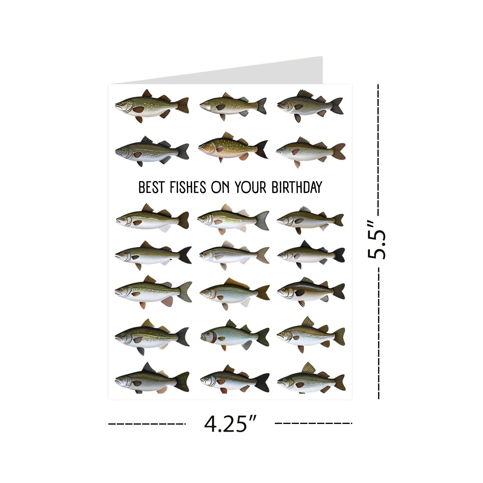 Best Fishes on Your Birthday Greeting Card – Ocean-Themed Funny Birthday Card for Men, Women, Kids – Cute Fish Pun Card – Made in USA