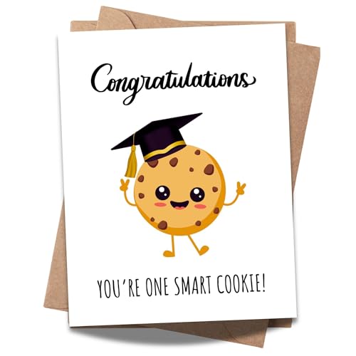 Funny Graduation Card You’re One Smart Cookie Cute Congrats Gift for Graduate, Her, Him, Friend, Sister, Cousin, Student – Handmade in USA
