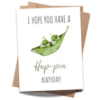 Funny Pea Pun Birthday Card – I Hope You Have a Hap-pea Birthday – Cute Greeting for Kids, Friends, Men, Women – Wholesome Humor – USA Handmade