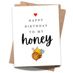 Happy Birthday to My Honey Romantic Birthday Card for Wife Husband Girlfriend Boyfriend Partner Sweet Greeting Card Love Note Keepsake Handmade in USA