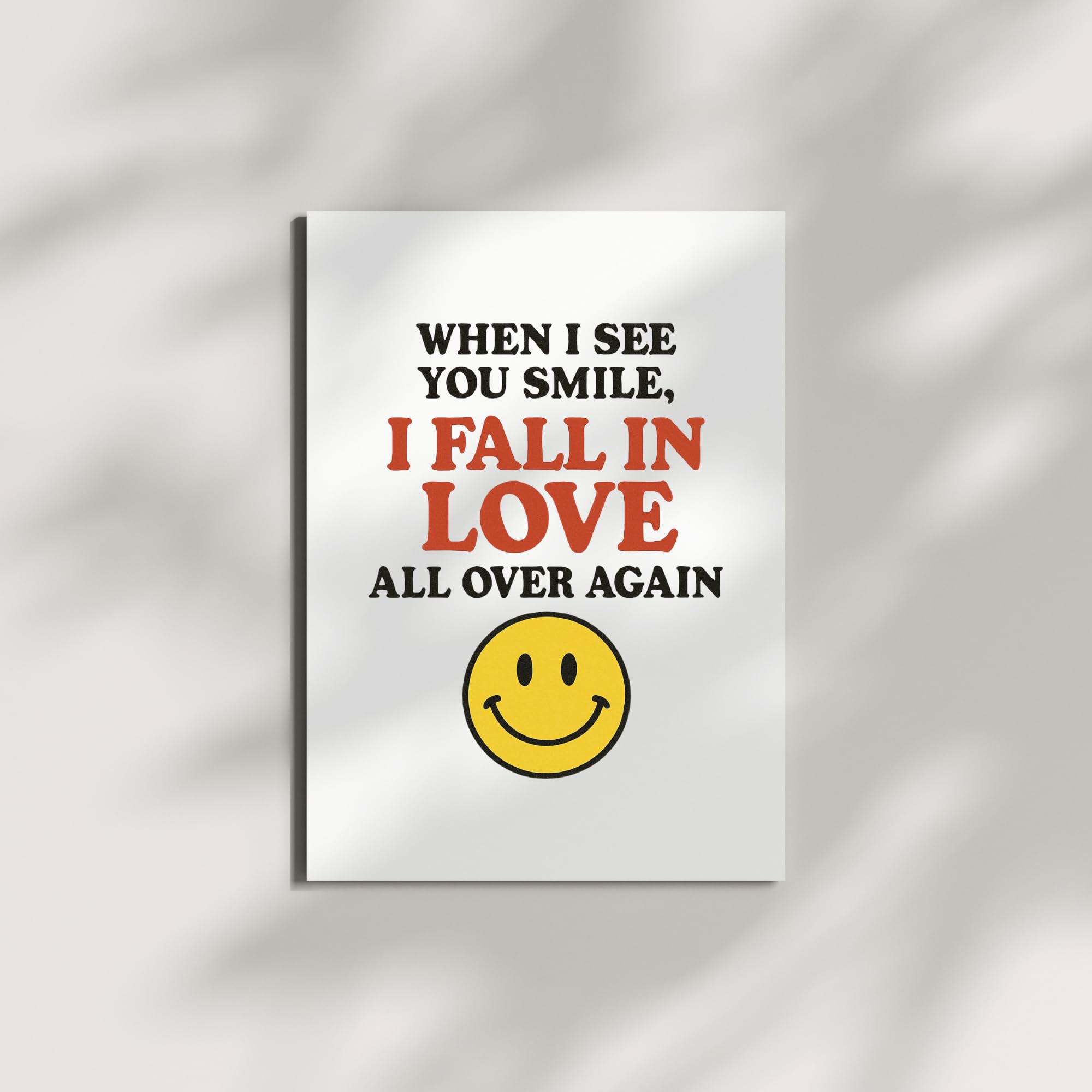 When I See You Smile, I Fall in Love All Over Again – Retro Love Greeting Card with Envelope – Cute, Nostalgic Gift for Him or Her – Blank Inside