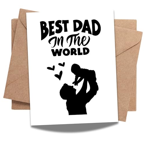 Best Dad in the World Greeting Card – Birthday or Father’s Day Card for Dad, Father, Grandfather – Heartfelt Gift for Dads from Kids – Made in USA