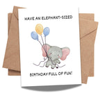 Funny Elephant Birthday Card Hilarious Animal Greeting for Men, Women, Kids, Friends, Coworkers – Handmade in USA
