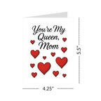 You’re My Queen Mom Card – Cute Red Heart Design Mother’s Day Greeting – 4.25x5.5 inch – Blank Inside – Fun & Loving Card for Mom from Daughter or Son