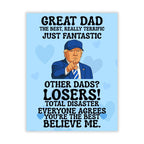 Funny Trump-Themed Father’s Day Card for Dad, Grandpa or Stepdad – Hilarious Joke Greeting from Son or Daughter – Patriotic Humor – Made in USA