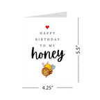Happy Birthday to My Honey Romantic Birthday Card for Wife Husband Girlfriend Boyfriend Partner Sweet Greeting Card Love Note Keepsake Handmade in USA