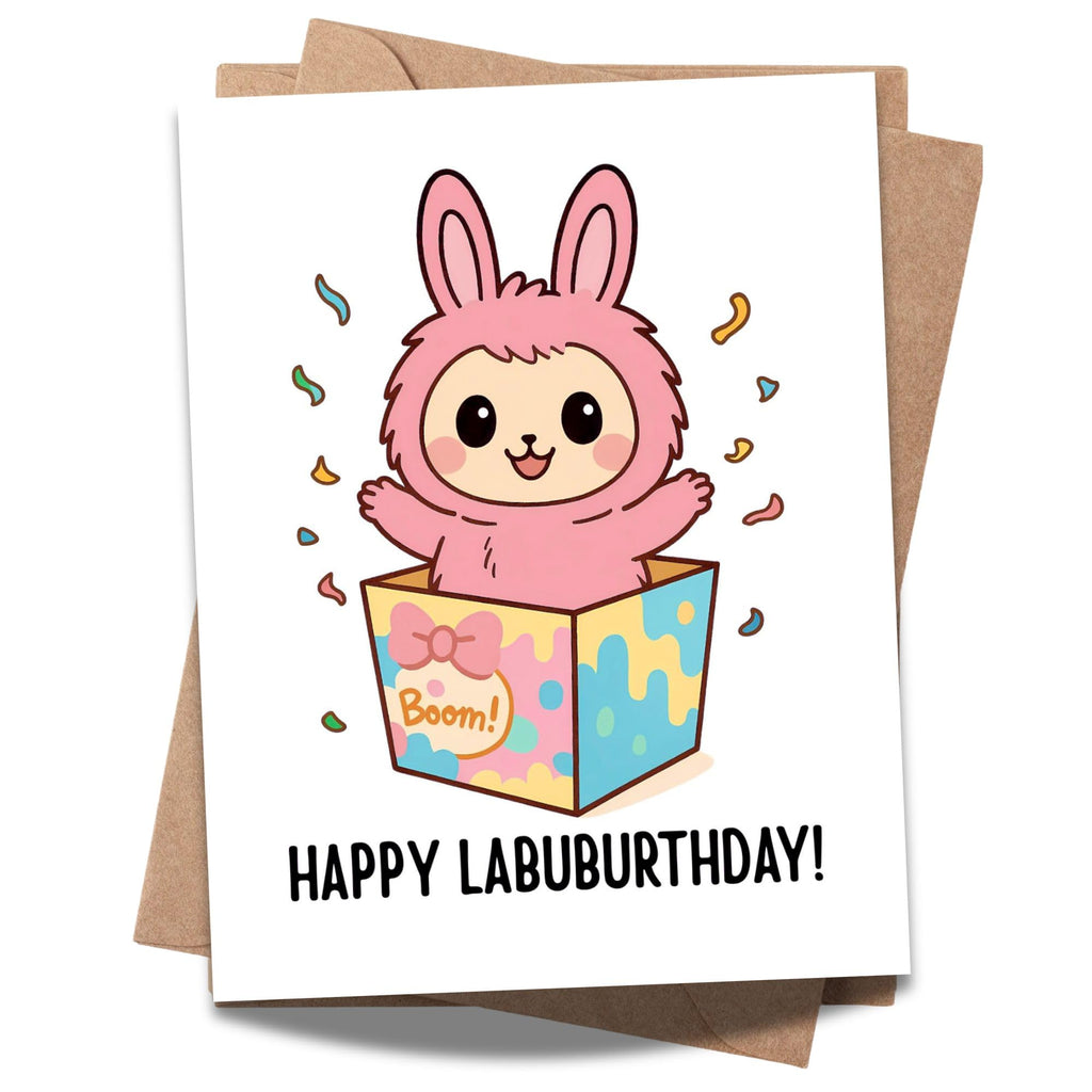 Cute Birthday Card Compatible with Labubu Birthday Theme Handmade Greeting Card Collectible-Inspired Anime Character for Men Women Kids Friends Gift