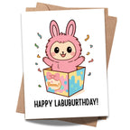 Cute Birthday Card Compatible with Labubu Birthday Theme Handmade Greeting Card Collectible-Inspired Anime Character for Men Women Kids Friends Gift
