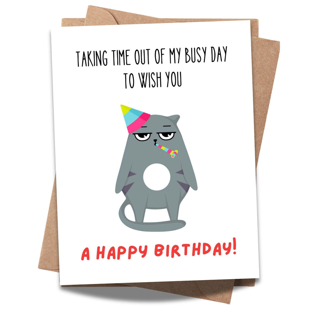 Funny Handmade Cat Birthday Gift – Cute & Rude Birthday Gift for Friends, Husband, Wife & Colleagues – Have a Purrfect Birthday Card
