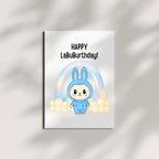 Cute Birthday Card Compatible with Labubu Birthday Theme, Handmade Greeting Card for Kids, Friends, Collectors, Anime-Inspired Gift