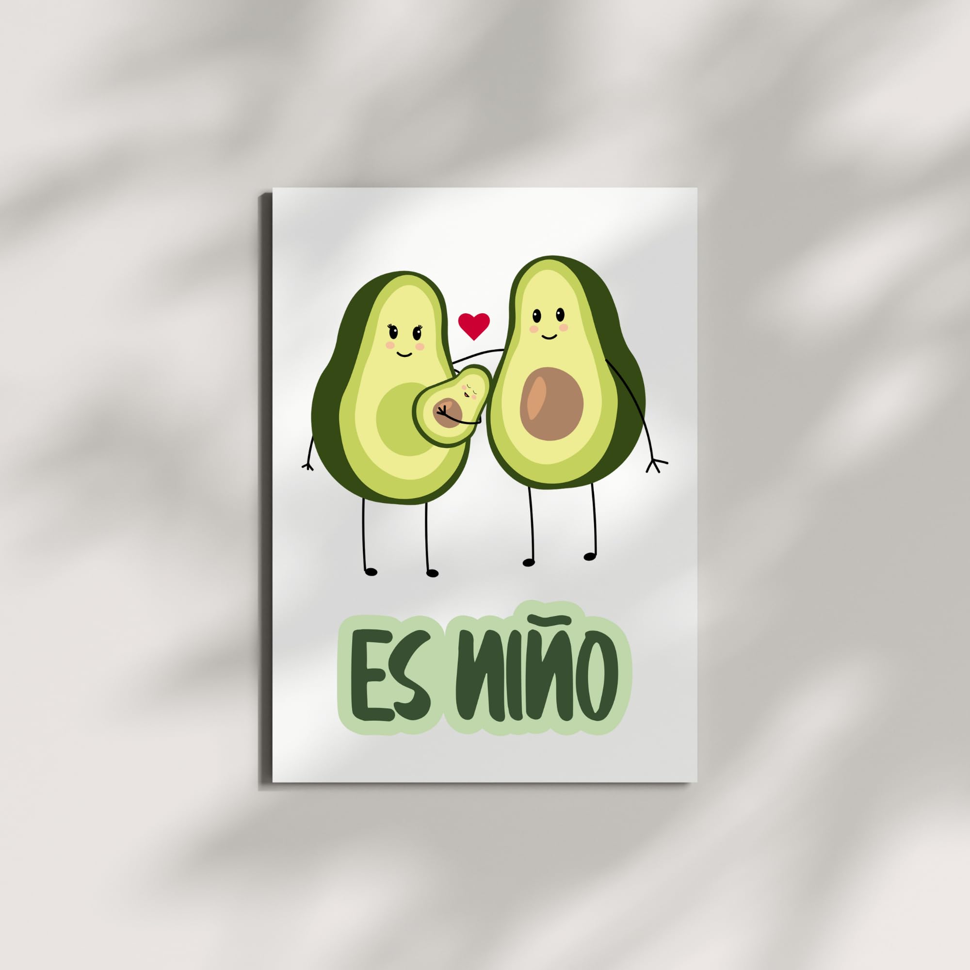 Tarjeta de Nacimiento Niño – Diseño Divertido de Familia de Aguacates – 10.8x14 cm – Interior en Blanco – Felicitación Adorable para Bebé Recién Nacido