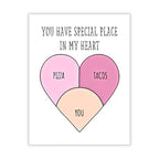 You Have a Special Place in My Heart Greeting Card Cute Love Card with Pizza, Tacos & You – Anniversary & Valentine’s Card for Husband, Wife, Boyfriend, Girlfriend – Made in USA
