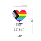 Happy Birth-Gay LGBTQ+ Greeting Card with Rainbow Heart – Funny Birthday Card for Gay Friend, Boyfriend, Husband, LGBTQ Couple – Made in USA