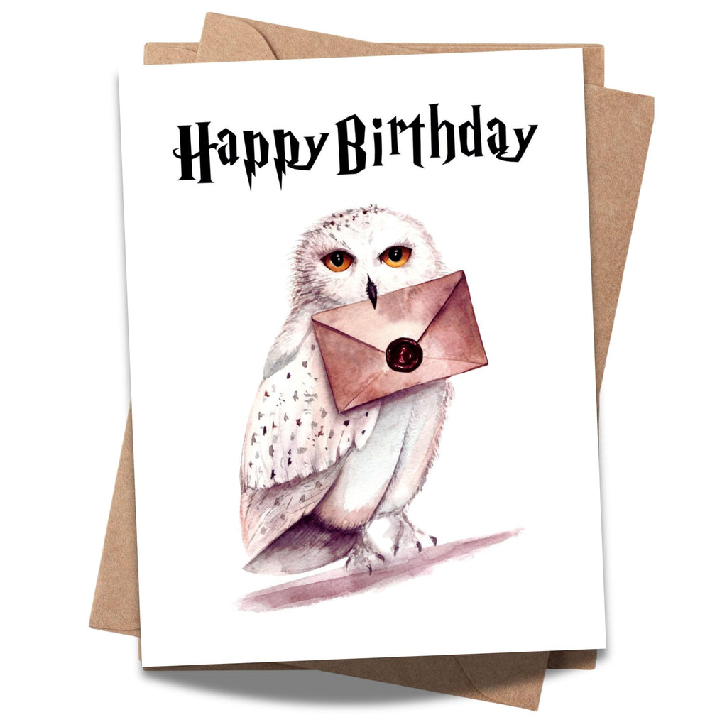 Hilarious Owl Birthday Greeting Card for Coworker, Family, or Friends – Cute Owl with Card and Envelope – "Happy Birthday" – Made in USA – Fun Greeting Card