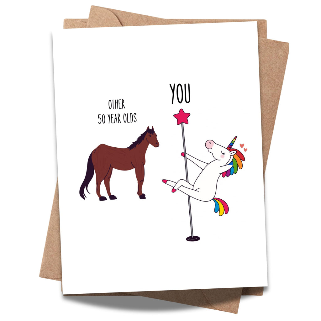 Funny 50th Birthday Card for Men Women Friends Family Coworkers – Hilarious Milestone Greeting Card – Handmade in USA