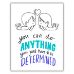 You Can Do Anything Encouragement Card – Cute Chibi Couple Illustration – 4.25x5.5 inch – Blank Inside – Motivational Greeting Card for Support & Love