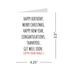 Funny All Occasion Card – Birthday, Christmas, New Year, Congrats, Get Well, Thank You – Sarcastic Budget Card for Friends or Coworkers – Handmade in USA