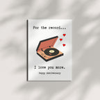 Romantic Anniversary Card For the Record I Love You More Cute Music Vinyl Love Greeting for Wife Husband Girlfriend Boyfriend Handmade in USA