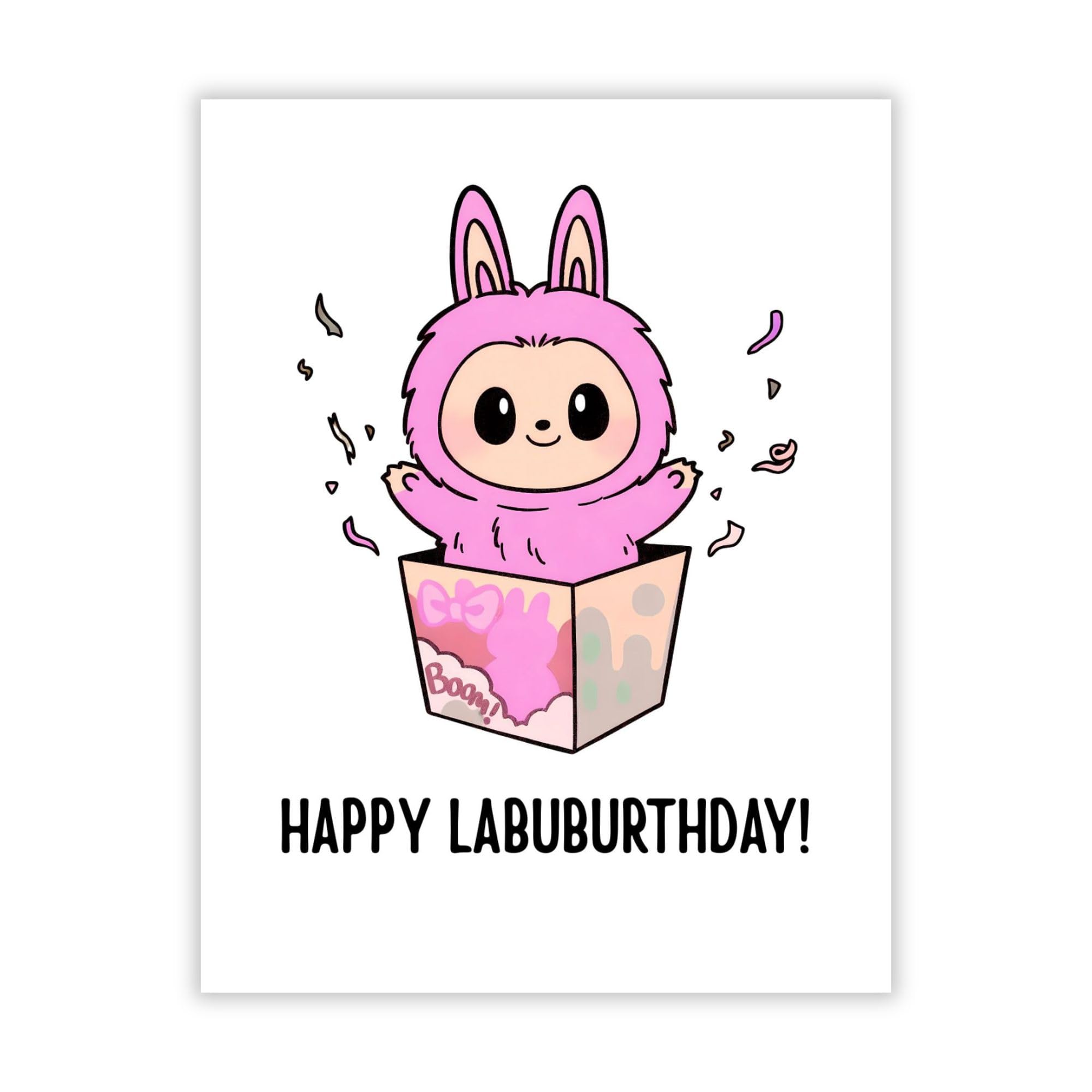 Birthday Card Compatible with Labubu Birthday Theme, Handmade Anime-Inspired Greeting Card for Men, Women, Kids, Friends, Collectors, Unique Gift