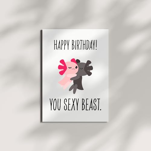 Funny Sexy Birthday Card – Flirty Card for Boyfriend, Girlfriend, Husband, Wife – Valentine’s or Anniversary – Happy Birthday You Sexy Beast – USA Made