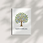 Luck is With You Greeting Card – Evil Eye Tree Design – Handmade Turkish-Inspired Card for Good Luck, Protection, Friendship, or Encouragement – 4.25x5.5