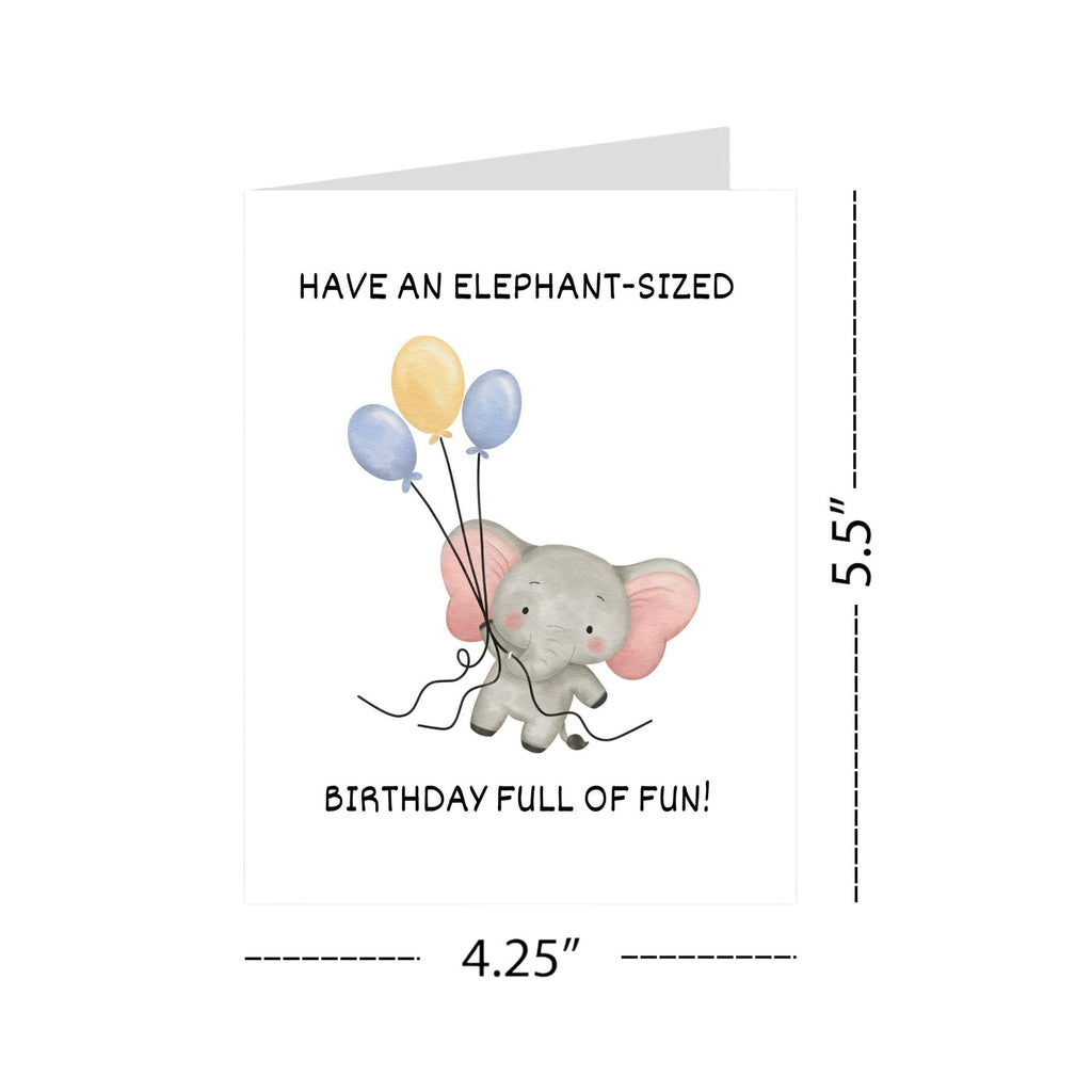 Funny Elephant Birthday Card Hilarious Animal Greeting for Men, Women, Kids, Friends, Coworkers – Handmade in USA