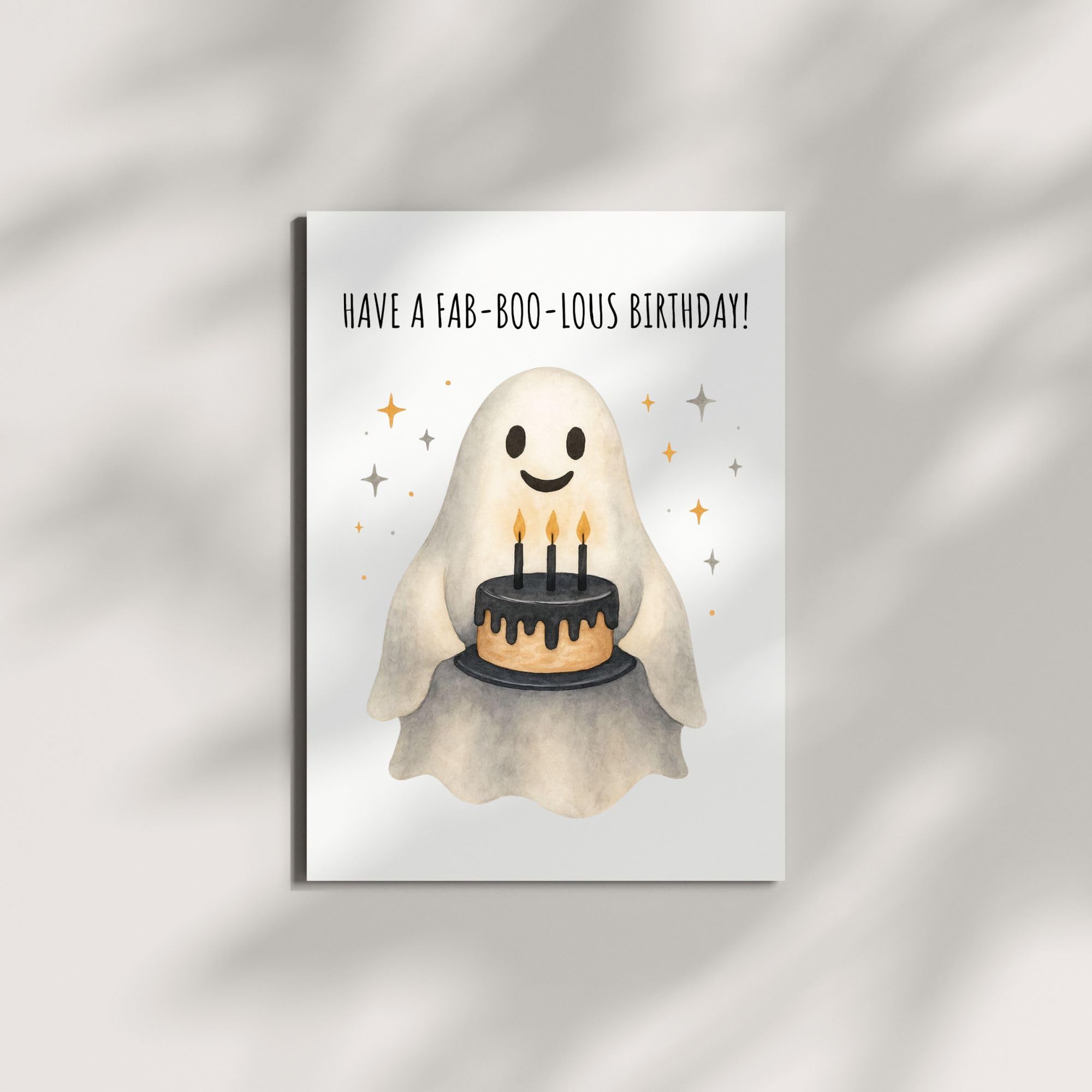 Funny Birthday Card Have a Fab-Boo-Lous Birthday Cute Ghost Spooky Greeting for Men, Women, Kids, Friends, Coworkers Handmade in USA