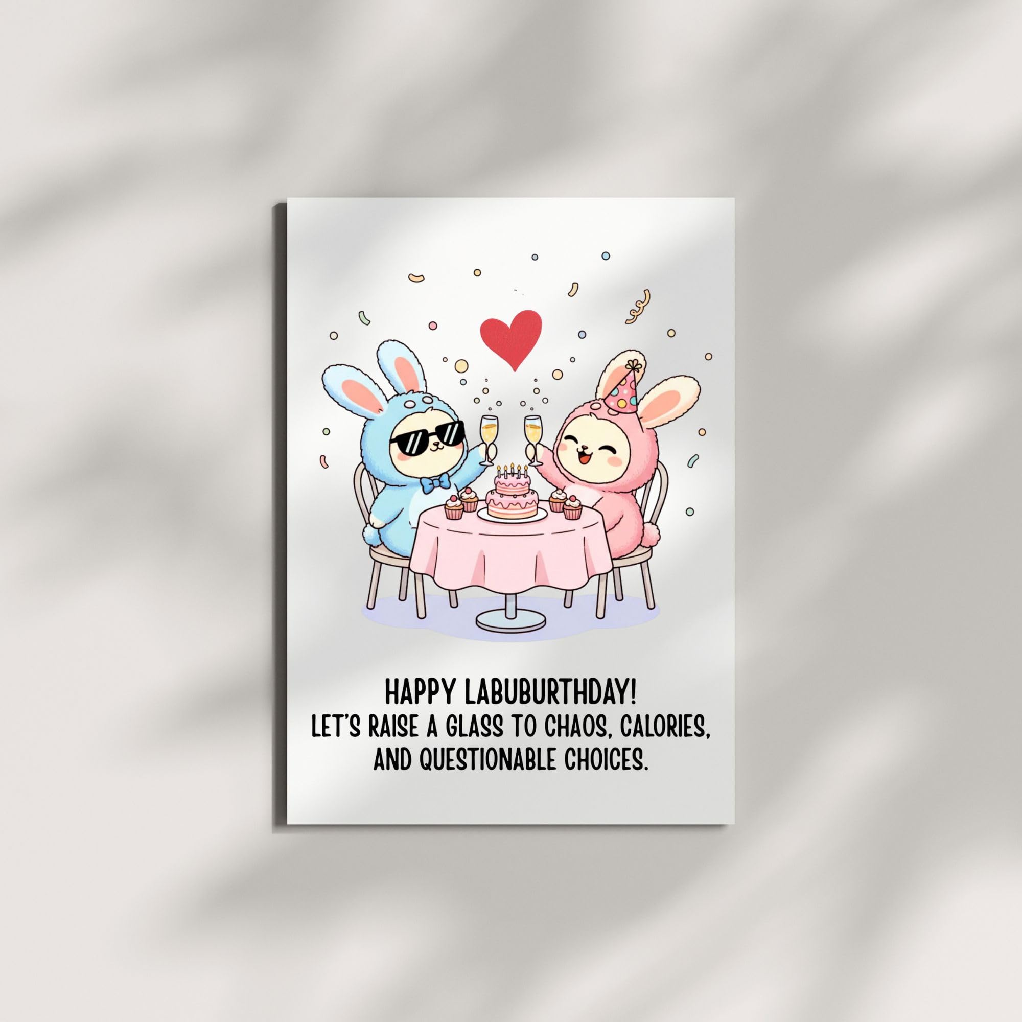 Cute Birthday Party Card Compatible with Labubu Birthday Theme Handmade Collectible-Inspired Greeting Card for Men Women Kids Friends Unique Gift