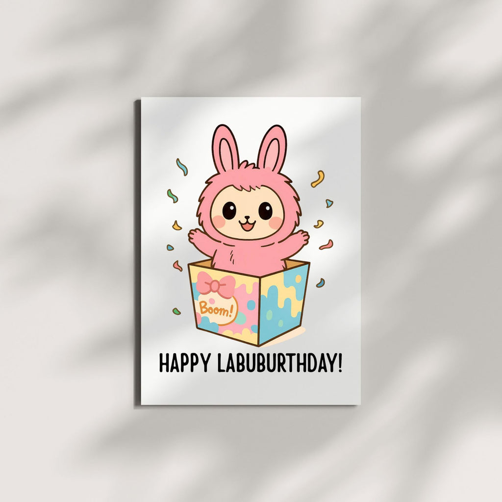 Cute Birthday Card Compatible with Labubu Birthday Theme Handmade Greeting Card Collectible-Inspired Anime Character for Men Women Kids Friends Gift