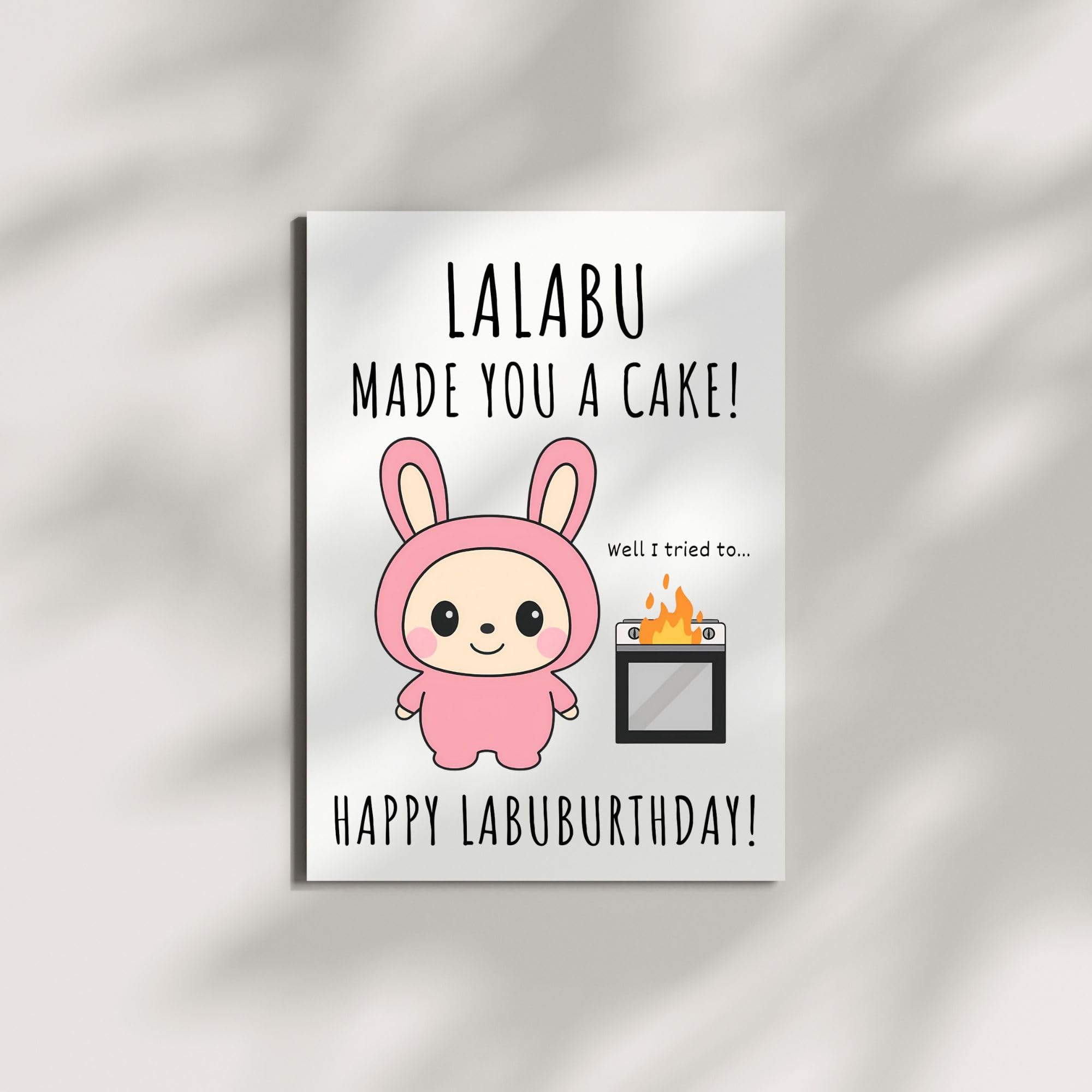 Cute Funny Birthday Card Compatible with Labubu Birthday Theme, Handmade Collectible-Inspired Greeting Card for Men, Women, Kids, Friends, Anime-Inspired Gift