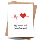 My Heartbeat Has Changed Minimalist Love Card – Heart & Pulse Line Design – Romantic Blank Greeting Card – 4.25x5.5 inch for Him or Her