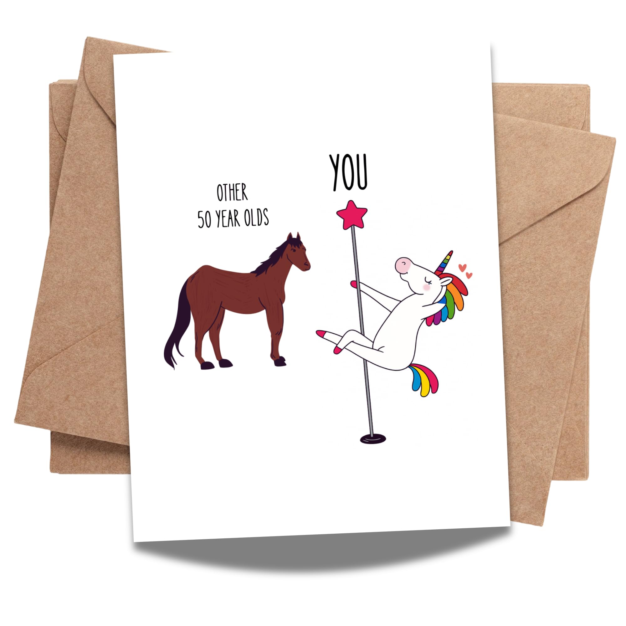 Funny 50th Birthday Card for Men Women Friends Family Coworkers – Hilarious Milestone Greeting Card – Handmade in USA