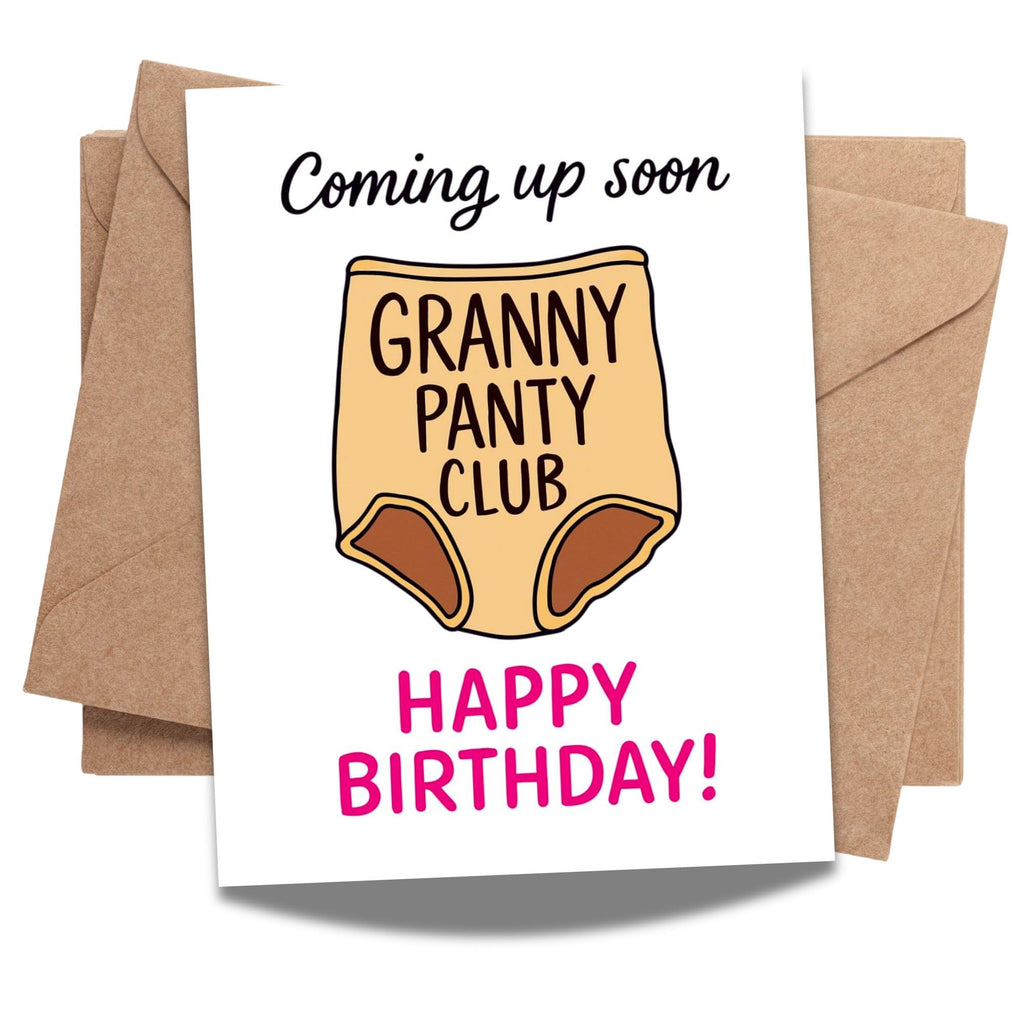 Granny Panty Club Birthday Card Hilarious Greeting for Women, Men, Friends, Coworkers – Sarcastic Birthday Humor – Made in USA