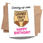 Granny Panty Club Birthday Card Hilarious Greeting for Women, Men, Friends, Coworkers – Sarcastic Birthday Humor – Made in USA