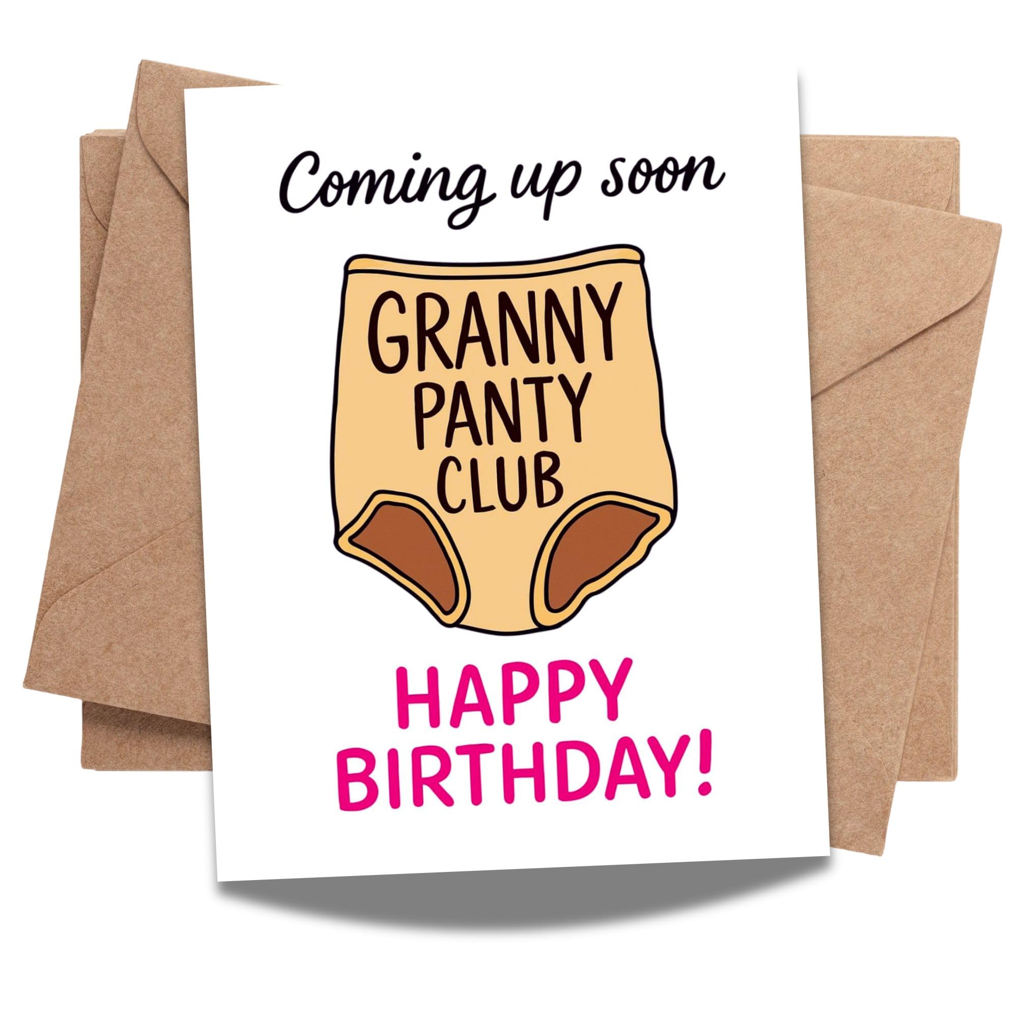 Granny Panty Club Birthday Card Hilarious Greeting for Women, Men, Friends, Coworkers – Sarcastic Birthday Humor – Made in USA