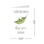 Funny Pea Pun Birthday Card – I Hope You Have a Hap-pea Birthday – Cute Greeting for Kids, Friends, Men, Women – Wholesome Humor – USA Handmade