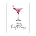 Happy Birthday Cocktail Theme Card Funny Celebration Greeting for Women Men Friends Coworkers Handmade in USA