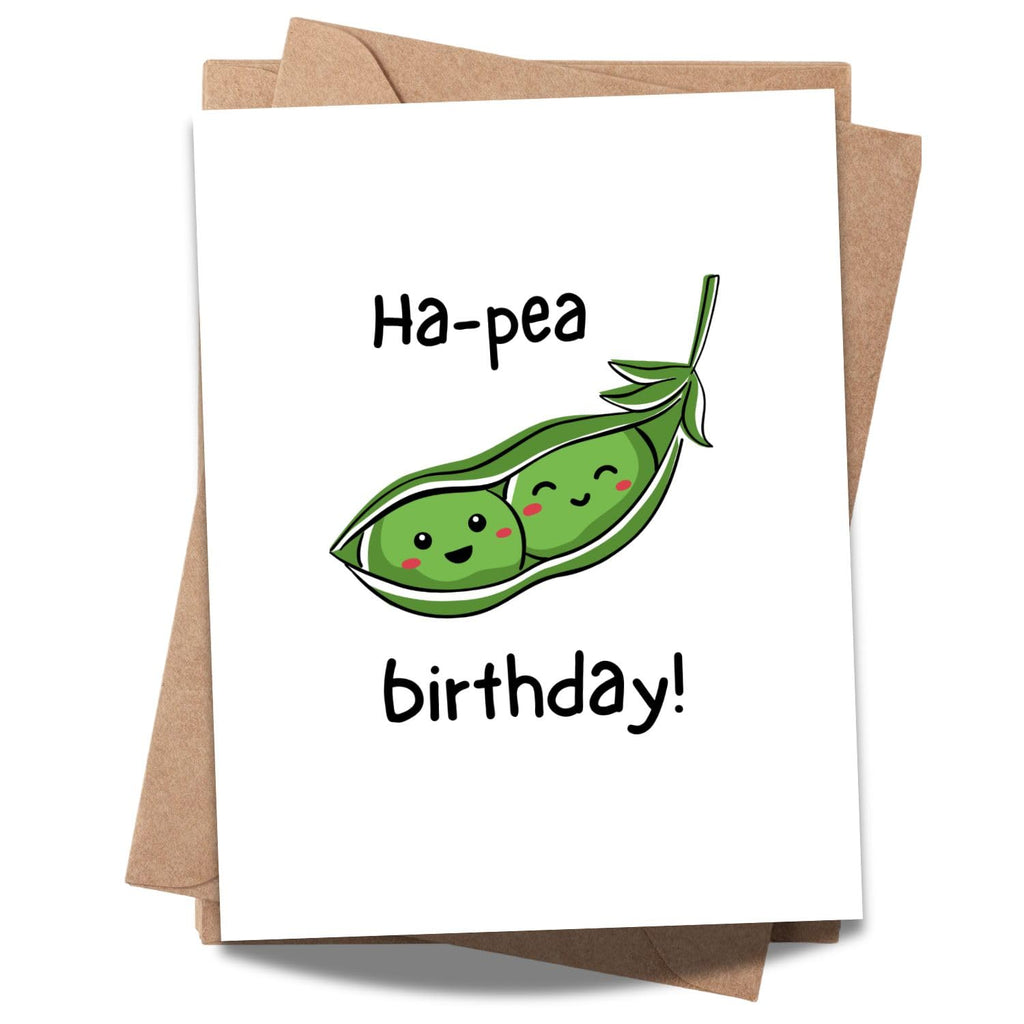 Funny Peas Birthday Card - Cute Happy Birthday Greeting Card for Friends, Family, Kids, Husband, Wife, Boyfriend, Girlfriend - Punny Vegetable Card with Envelope